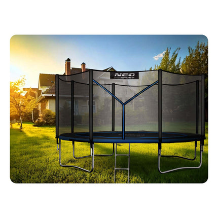 Havetrampolin 374 cm med sikkerhedsnet og metalstige - perfekt til haven