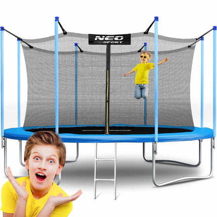 Havetrampolin 404 cm med sikkerhedsnet og metalstige til haven