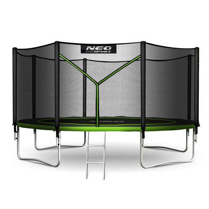Havetrampolin 404 cm med sikkerhedsnet og metalstige - perfekt til sjov og leg i haven
