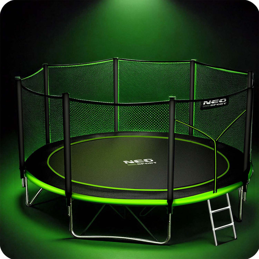 Havetrampolin 404 cm med sikkerhedsnet og metalstige - perfekt til sjov og leg i haven