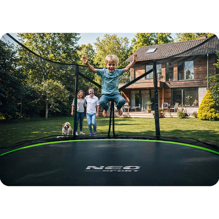 Havetrampolin 404 cm med sikkerhedsnet og metalstige - perfekt til sjov og leg i haven