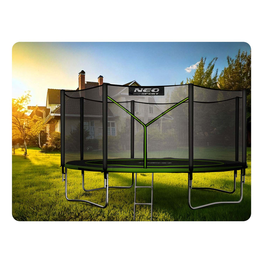 Havetrampolin 404 cm med sikkerhedsnet og metalstige - perfekt til sjov og leg i haven
