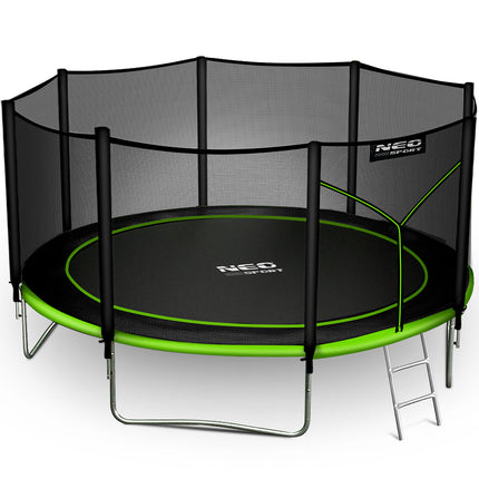 Havetrampolin 404 cm med sikkerhedsnet og metalstige - perfekt til sjov og leg i haven