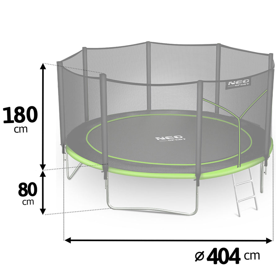 Havetrampolin 404 cm med sikkerhedsnet og metalstige - perfekt til sjov og leg i haven