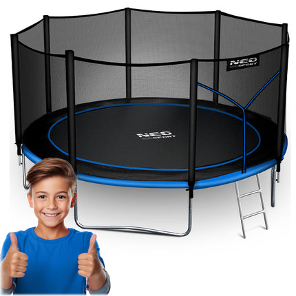 Holdbar havetrampolin 404 cm med sikkerhedsnet og stige - perfekt til sjov og leg for hele familien