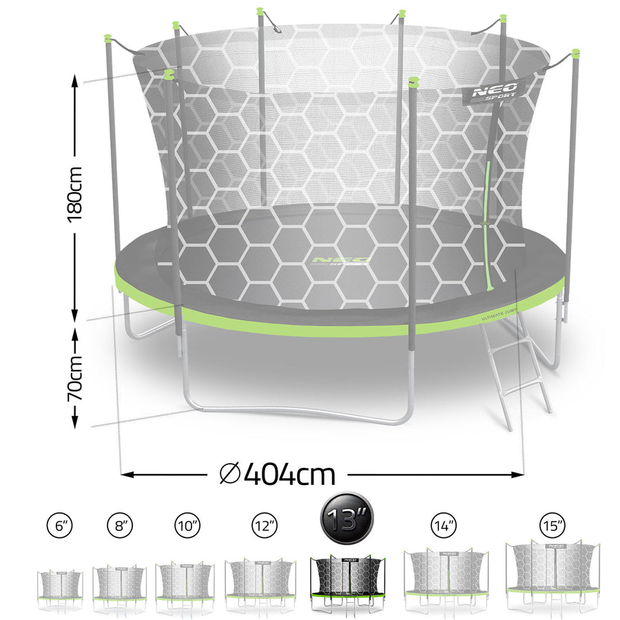 Holdbar havetrampolin 404 cm med sikkerhedsnet og stige - perfekt til sjov og leg for hele familien