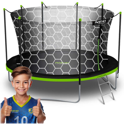 Havetrampolin 435 cm med sikkerhedsnet og stige - perfekt til sjov og leg for hele familien