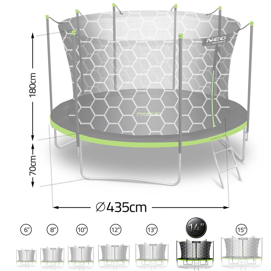 Havetrampolin 435 cm med sikkerhedsnet og stige - perfekt til sjov og leg for hele familien