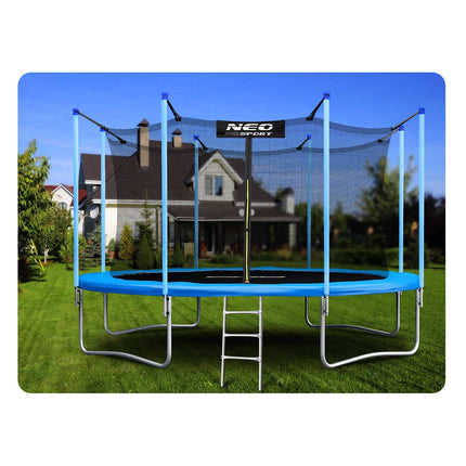 Havetrampolin 465 cm med sikkerhedsnet og metalstige - perfekt til haven og sjov for hele familien