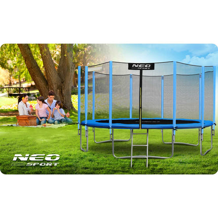 Havetrampolin 465 cm med sikkerhedsnet og metalstige - perfekt til sjov og leg i haven
