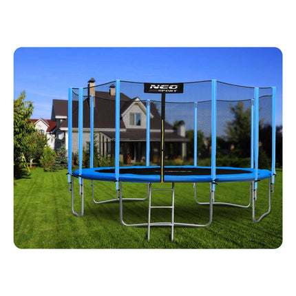 Havetrampolin 465 cm med sikkerhedsnet og metalstige - perfekt til sjov og leg i haven