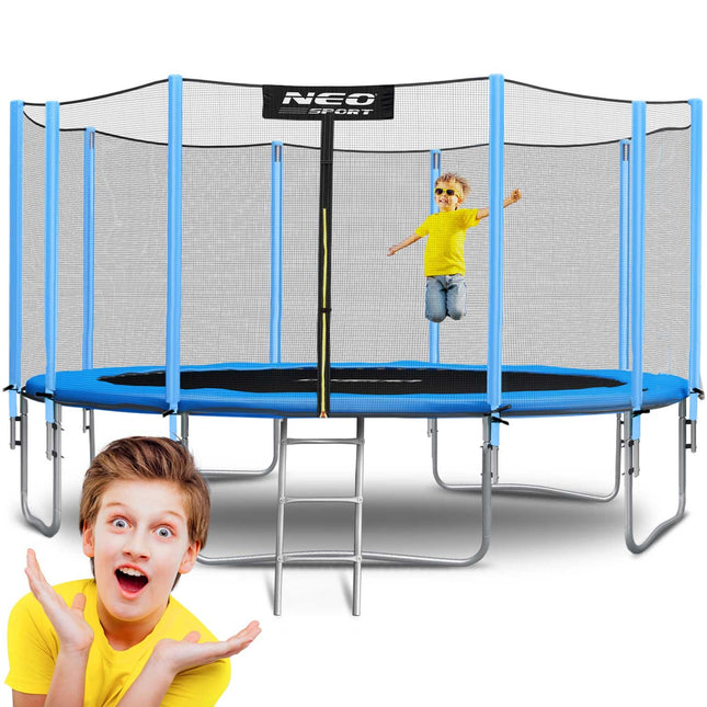 Havetrampolin 465 cm med sikkerhedsnet og metalstige - perfekt til sjov og leg i haven