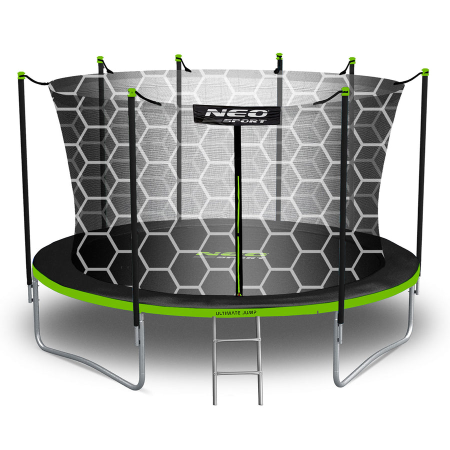 Trampolin 465 cm med sikkerhedsnet og stige - perfekt til haven og sjov for hele familien