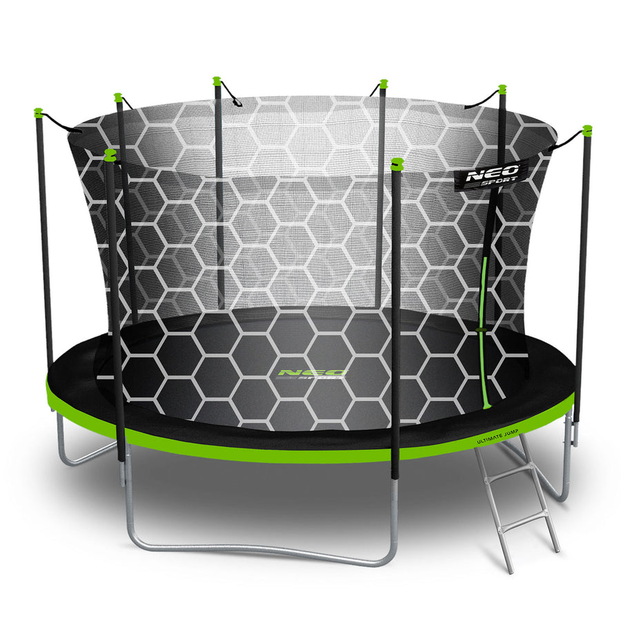 Trampolin 465 cm med sikkerhedsnet og stige - perfekt til haven og sjov for hele familien