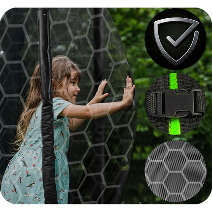 Trampolin 465 cm med sikkerhedsnet og stige - perfekt til haven og sjov for hele familien