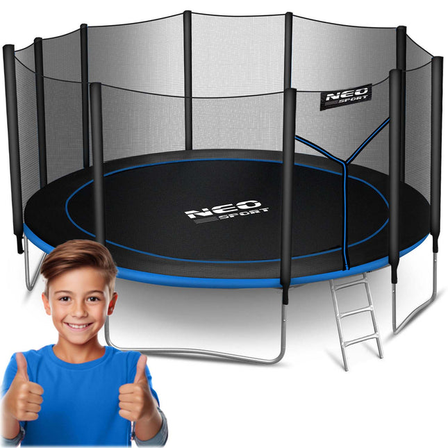 Holdbar havetrampolin 465 cm med sikkerhedsnet og stige - perfekt til sjov og leg for hele familien