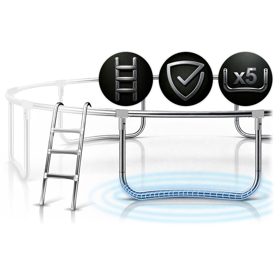 Holdbar havetrampolin 465 cm med sikkerhedsnet og stige - perfekt til sjov og leg for hele familien