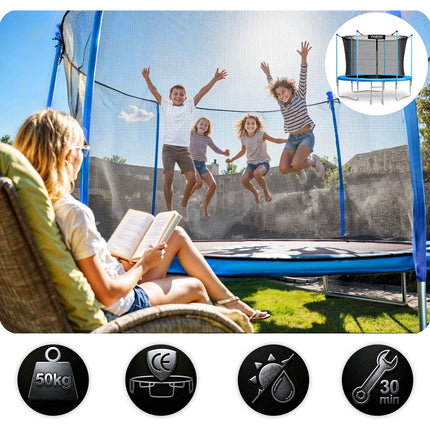 Havetrampolin 183 cm med sikkerhedsnet og metalstige - perfekt til haven