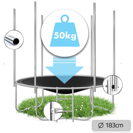 Havetrampolin 183 cm (6 ft) med udvendigt sikkerhedsnet, stige og 3 dobbelte ben