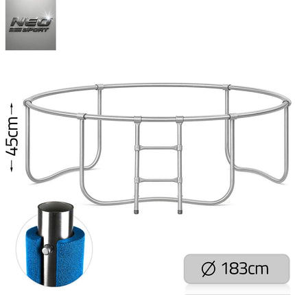 Havetrampolin 183 cm (6 ft) med udvendigt sikkerhedsnet, stige og 3 dobbelte ben