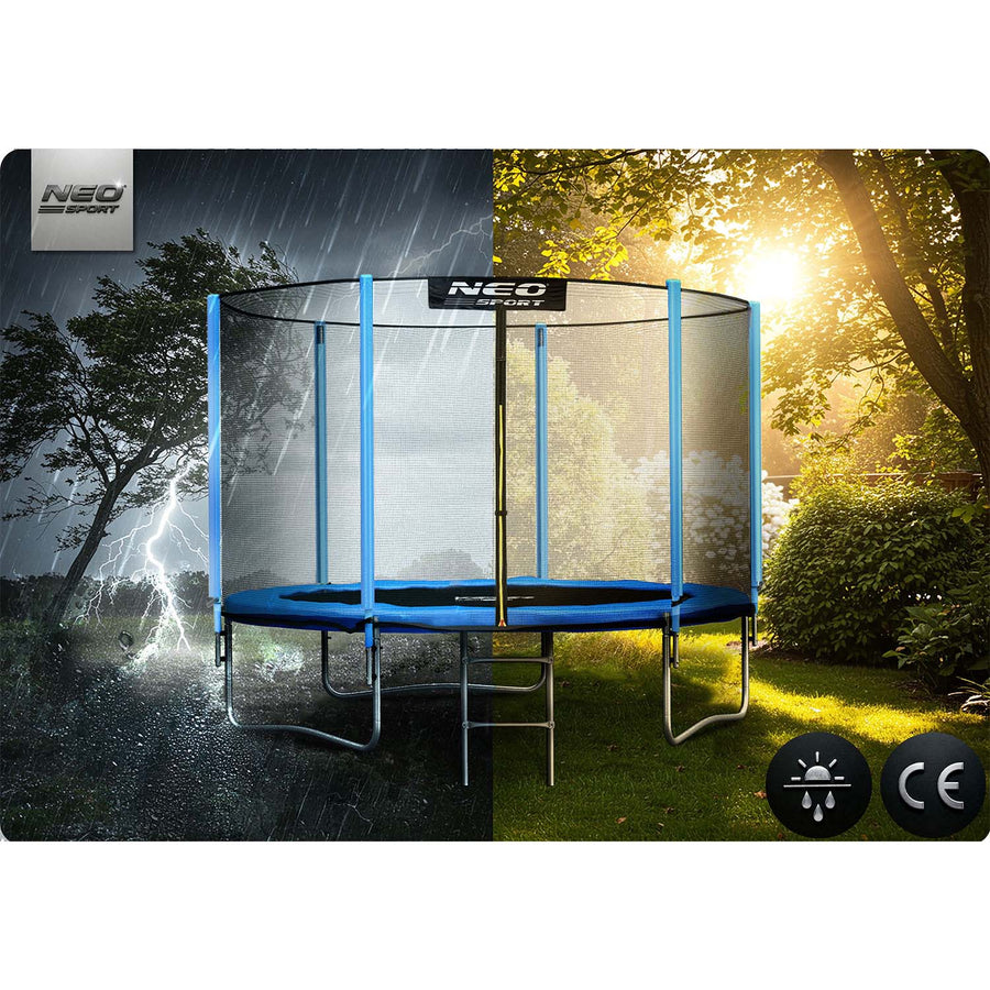 Havetrampolin 252 cm (8 ft) med udvendigt sikkerhedsnet, stige og 3 dobbelte ben