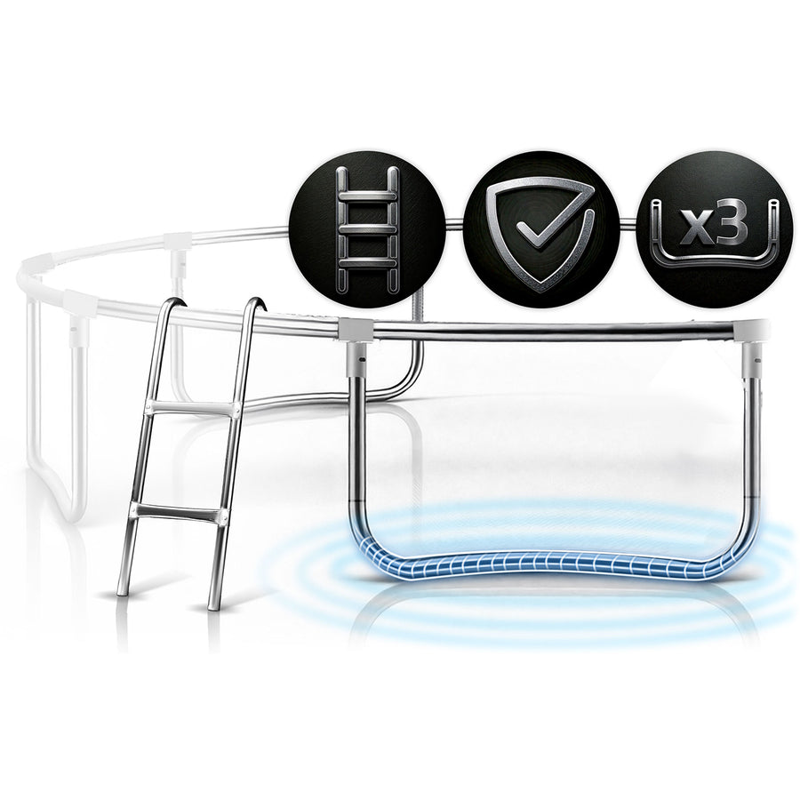 Havetrampolin 252 cm (8 ft) med indvendigt sikkerhedsnet, stige og 3 dobbelte ben