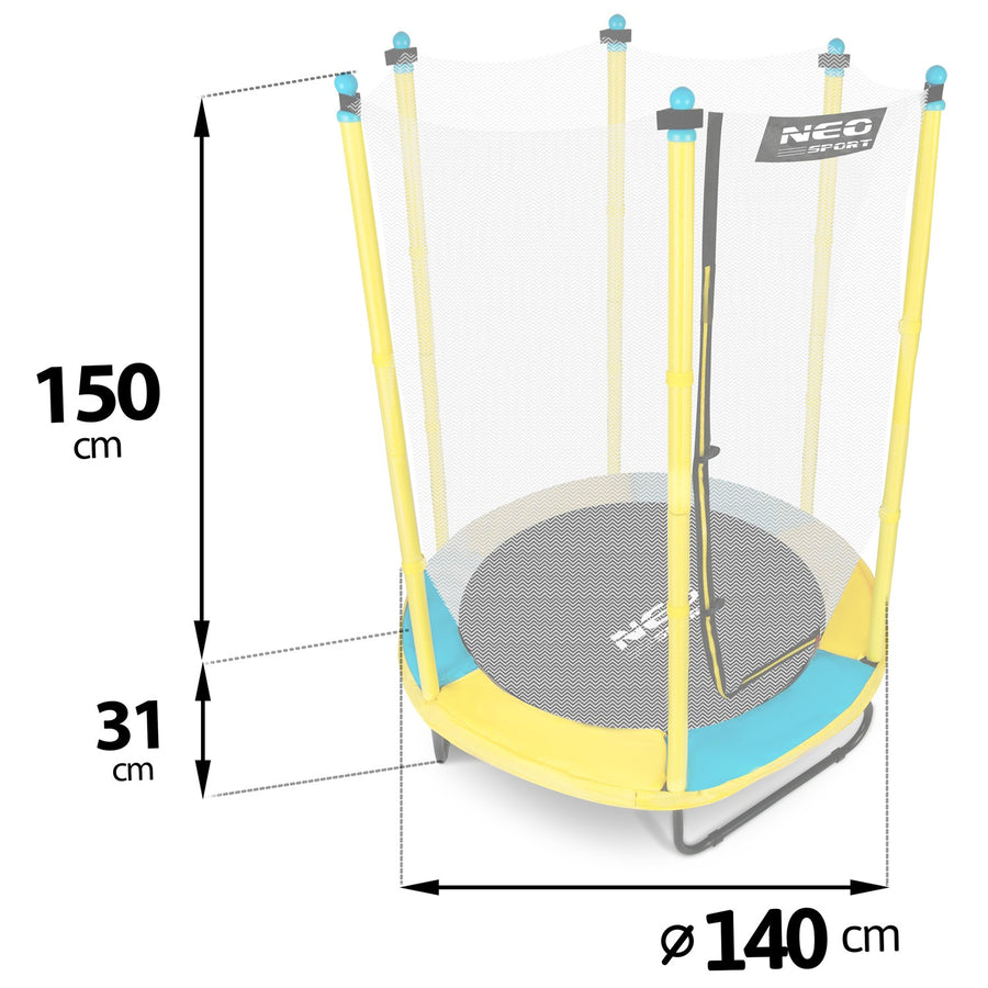 Havetrampolin til børn 140 cm med sikkerhedsnet - sjov og sikker leg i haven