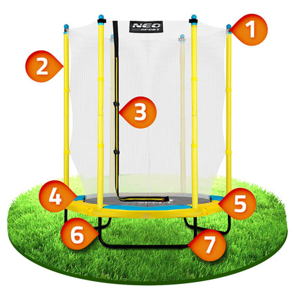 Havetrampolin til børn 140 cm med sikkerhedsnet - sjov og sikker leg i haven