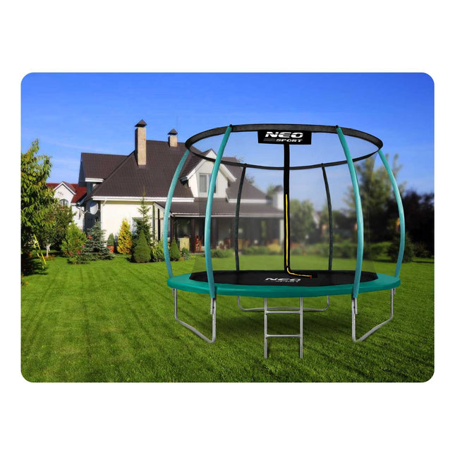 Havetrampolin 252 cm med indvendigt sikkerhedsnet og stige - perfekt til leg og sjov i haven