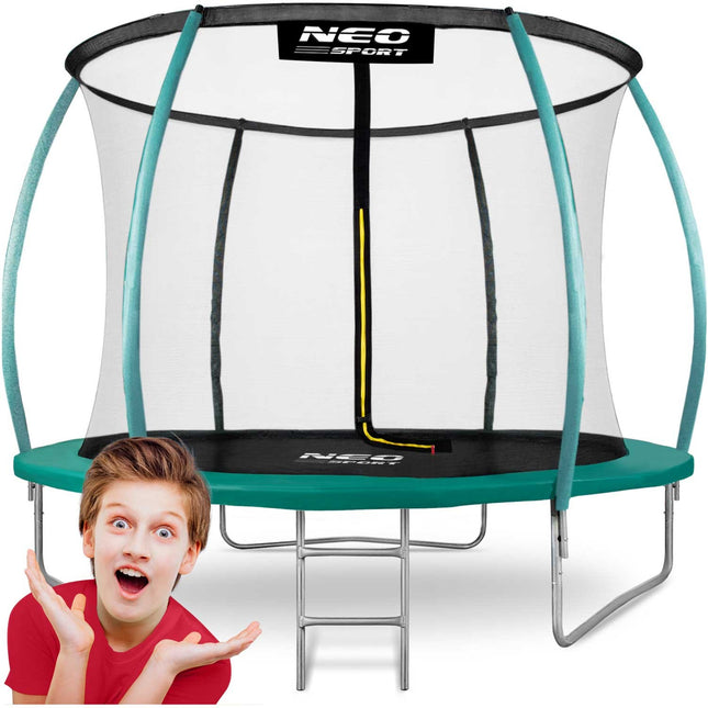 Havetrampolin 252 cm med indvendigt sikkerhedsnet og stige - perfekt til leg og sjov i haven