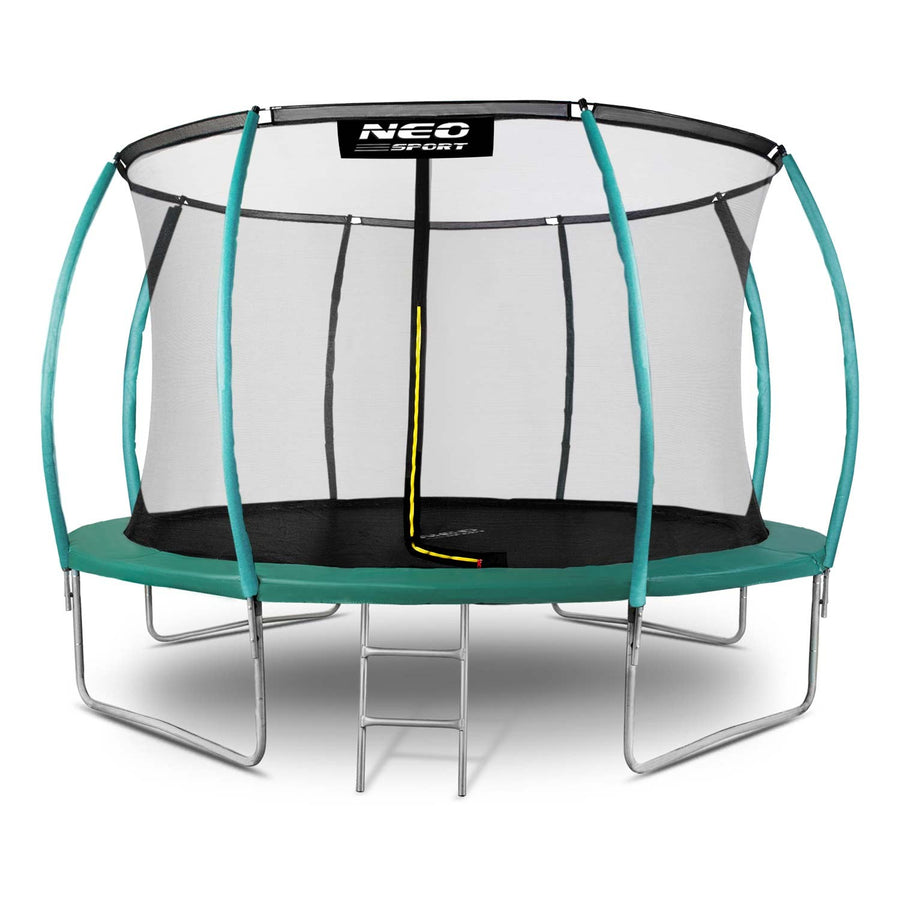 Havetrampolin 374 cm med indvendigt sikkerhedsnet og stige - perfekt til leg og sjov i haven