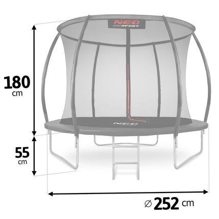 Havetrampolin 252 cm med sikkerhedsnet og metalstige - perfekt til sjov og leg i haven