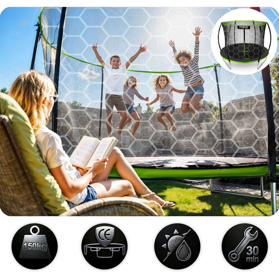 Holdbar havetrampolin 312 cm med sikkerhedsnet - perfekt til sjov og leg for hele familien