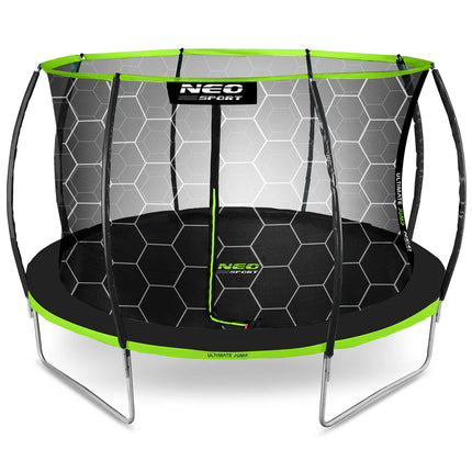 Havetrampolin 374 cm med indvendigt sikkerhedsnet og stige - perfekt til sjov og leg i haven