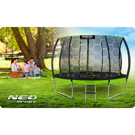 Havetrampolin 374 cm med indvendigt sikkerhedsnet og stige - perfekt til sjov og leg i haven