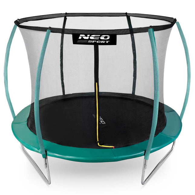 Profileret havetrampolin 312 cm (10 ft) med indvendigt sikkerhedsnet, stige og 3 dobbelte ben – grøn