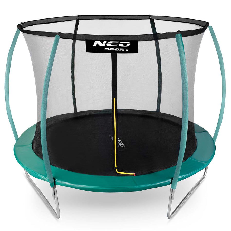 Profileret havetrampolin 312 cm (10 ft) med indvendigt sikkerhedsnet, stige og 3 dobbelte ben – grøn