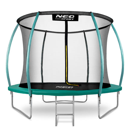 Profileret havetrampolin 252 cm (8 ft) med indvendigt sikkerhedsnet, stige og 3 dobbelte ben – grøn