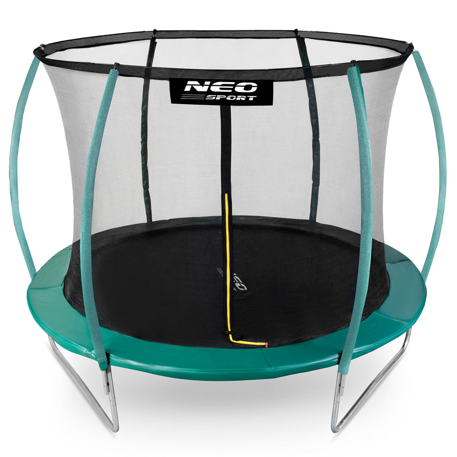 Profileret havetrampolin 252 cm (8 ft) med indvendigt sikkerhedsnet, stige og 3 dobbelte ben – grøn