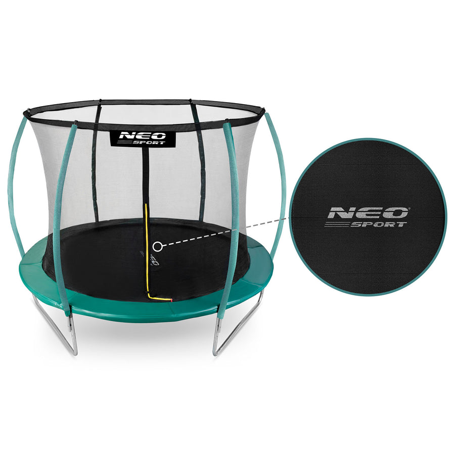 Profileret havetrampolin 252 cm (8 ft) med indvendigt sikkerhedsnet, stige og 3 dobbelte ben – grøn