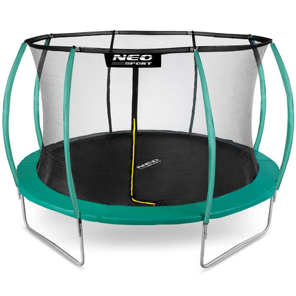 Profileret havetrampolin 435 cm (14 ft) med indvendigt sikkerhedsnet, stige og 4 dobbelte ben – grøn