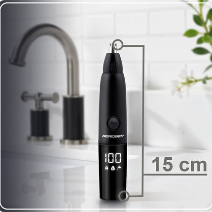 3-i-1 Næse- og Øretrimmer med LCD-display og USB-C Opladning - Perfekt til Mænds Pleje