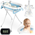Foldbart babybadekar med termometer og blødt indlæg til nyfødte - sikker og komfortabel badning