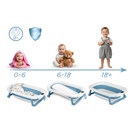 Foldbart babybadekar med termometer og blødt indlæg til nyfødte - sikker og komfortabel badning