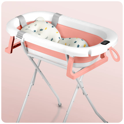 Foldbart babybadekar med termometer og støtteindsats til nyfødte - Sikker og komfortabel badning