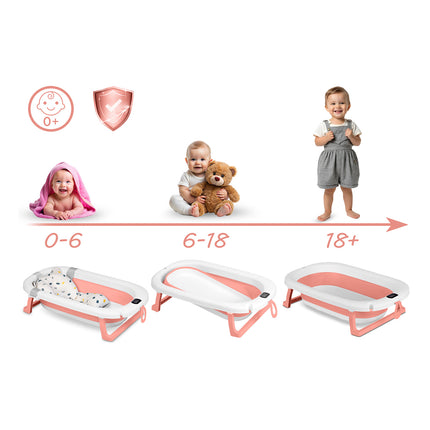 Foldbart babybadekar med termometer og støtteindsats til nyfødte - Sikker og komfortabel badning