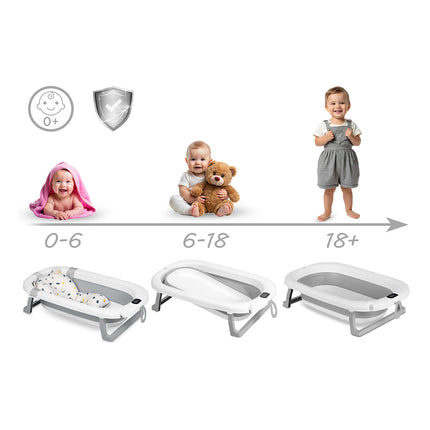 Foldbart babybadekar med termometer og indsats til nyfødte - sikkert og praktisk til badetid
