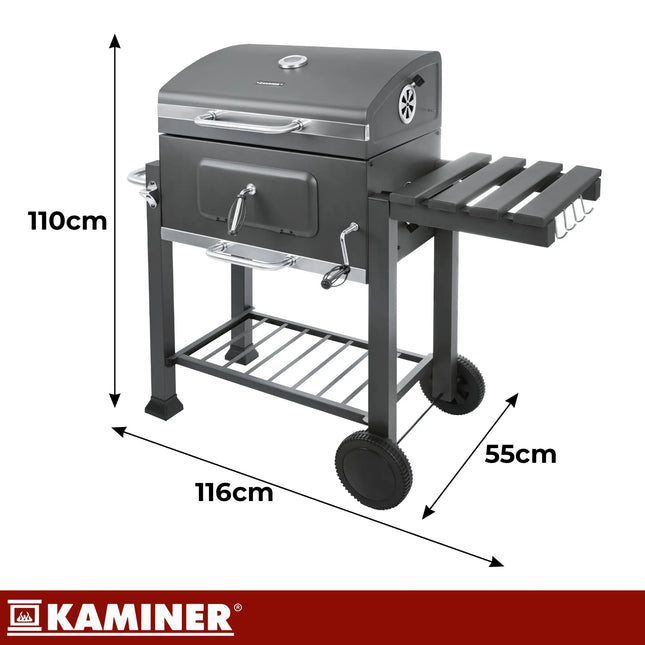 Kulgrill med låg og termometer 116x70x110 cm