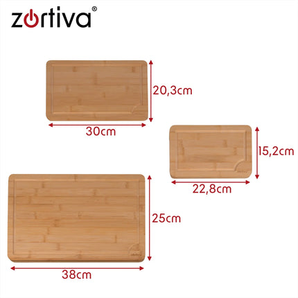 Skærebræt i bambus - 3 stk. Zortiva