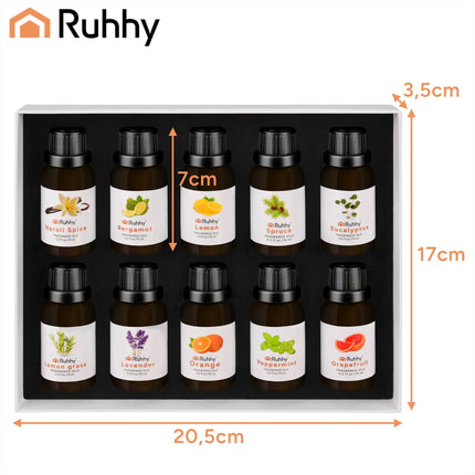 Essential Oils Sæt - 10 forskellige dufte i 15 ml flasker